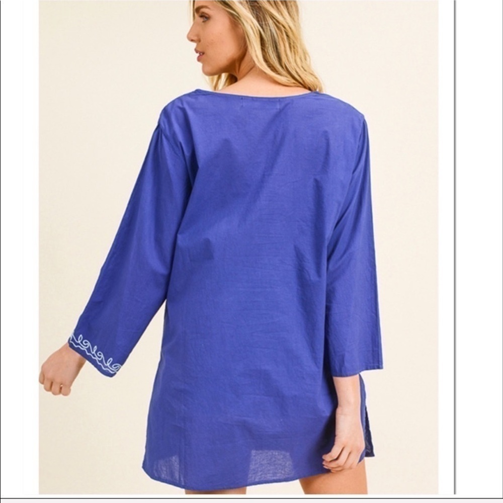 Montrez colbalt blue V-neck beach boho dress - Picture 3 of 8